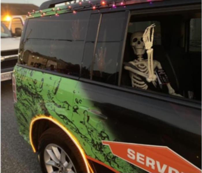 vehicle with halloween decorations