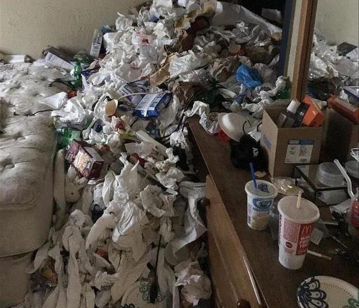 room full of trash and debris